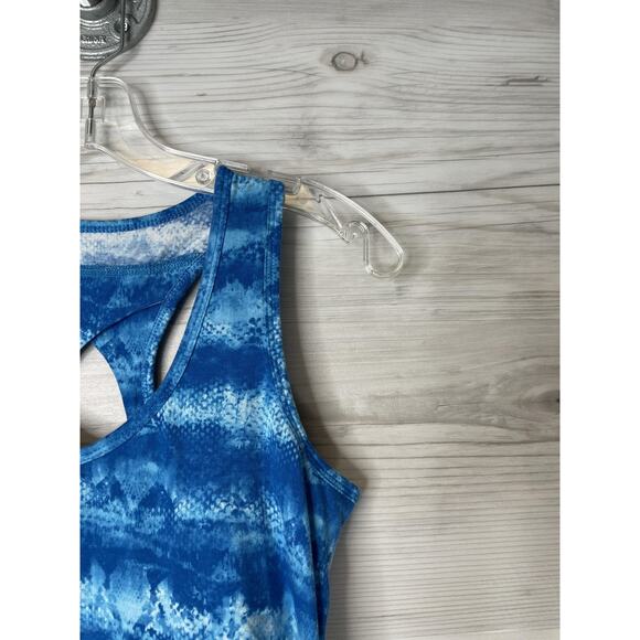 Marika Tank Top Shirt Womens Large Blue Racerback Built In Bra Athletic Workout - Picture 3 of 7